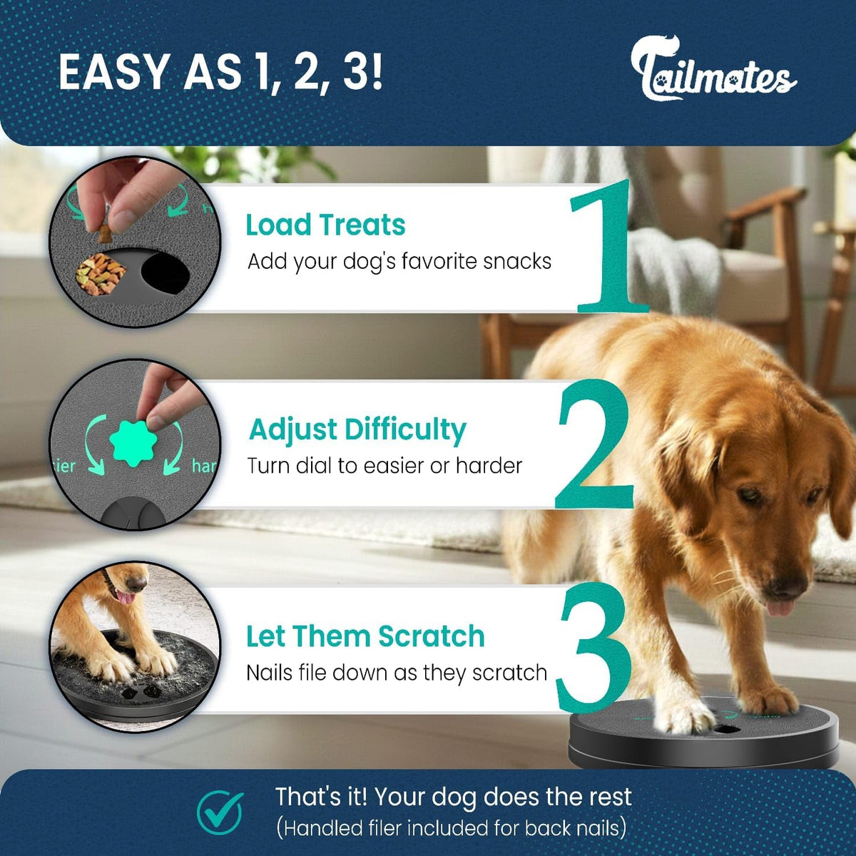 TAILMATES Dog Nail Scratch Board w/ Handheld Nail Filer & Tote Bag
